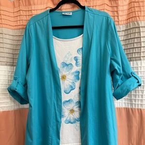 Blair Turquoise Cardigan with Floral Top